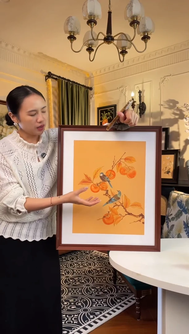 竖款50*60新品柿子鸟