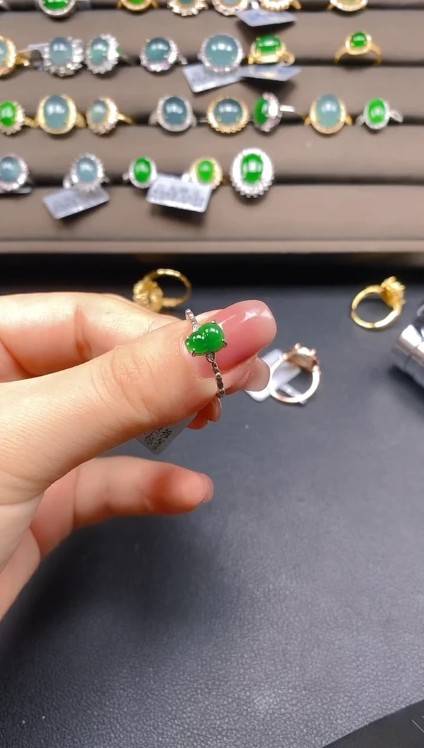 翡翠戒指银S925镶嵌1212