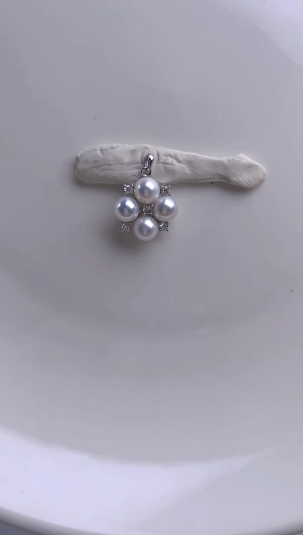 未镶嵌耳饰淡水珍珠四叶草款正圆极光无暇
