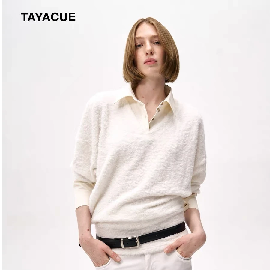 Tayacue Mohair Sweater*马海毛假两件-弯刀衣身堆积感长袖薄毛衣