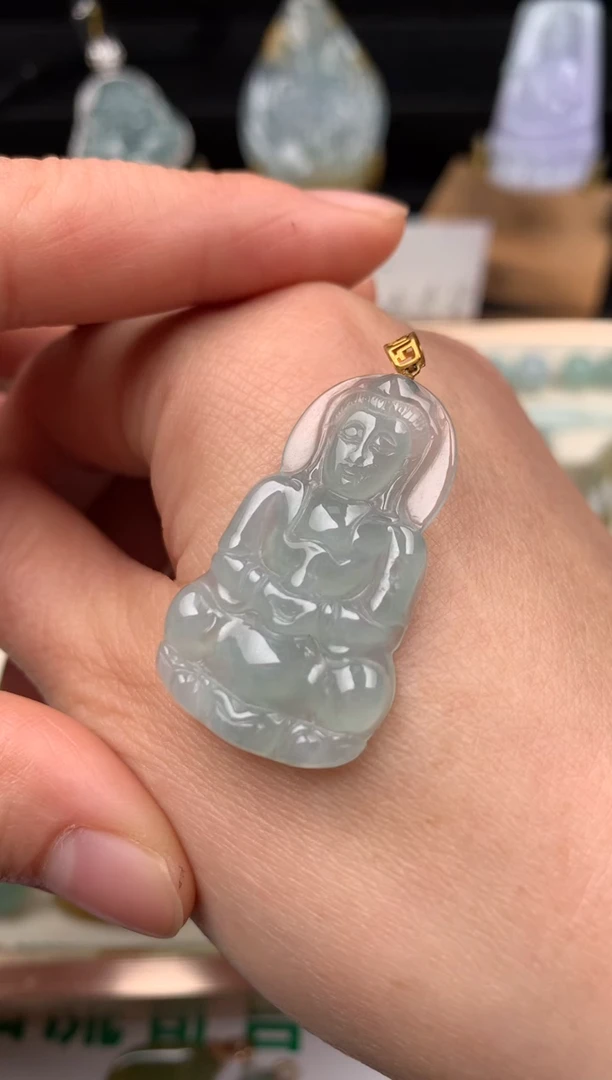 吊坠(不含链)18K金镶嵌翡翠吊坠