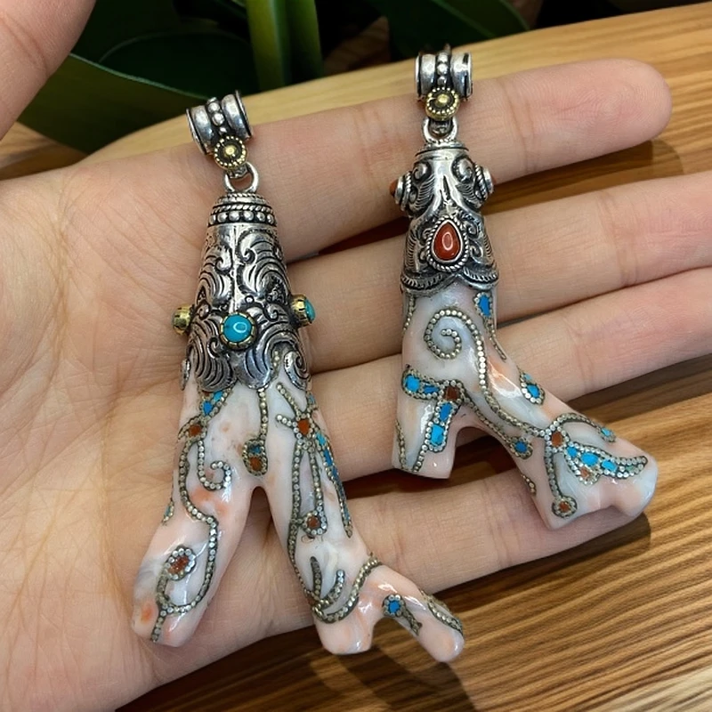 吊坠925银 925银复古风格吊坠錾刻工艺精湛设计个性时尚