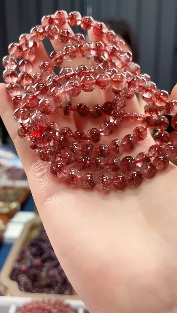 未镶嵌手串水晶金草莓超七单圈手串7mm【多样性发一】