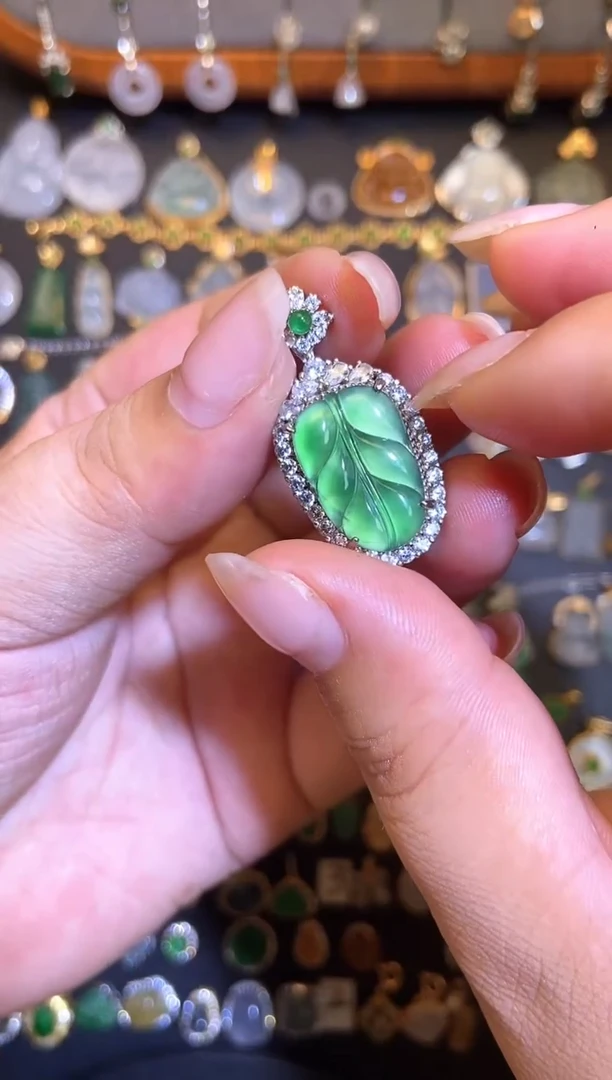 翡翠银S925镶嵌吊坠(不含链)1