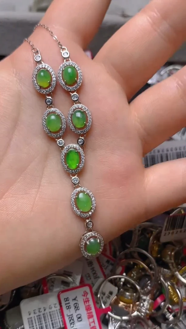 银S925镶嵌戒指翡翠百内无证书