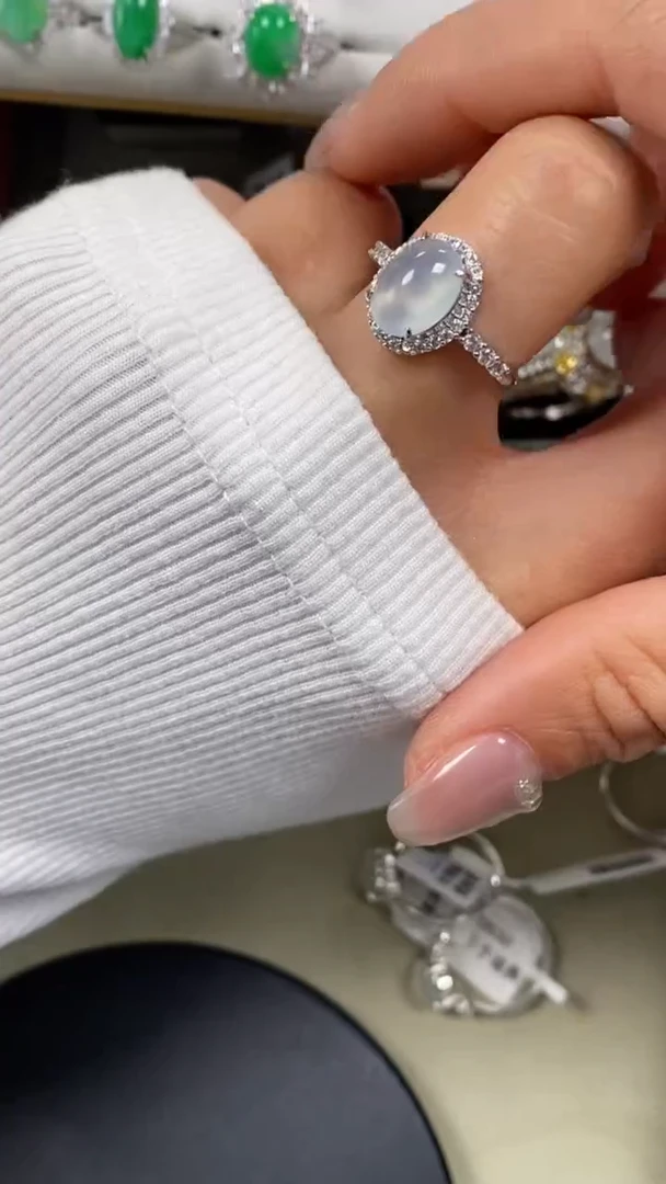 【闪购商品】翡翠戒指银S925镶嵌9454