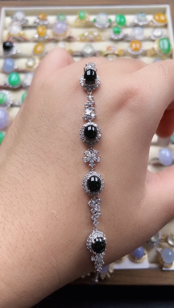 银S925镶嵌手链翡翠185