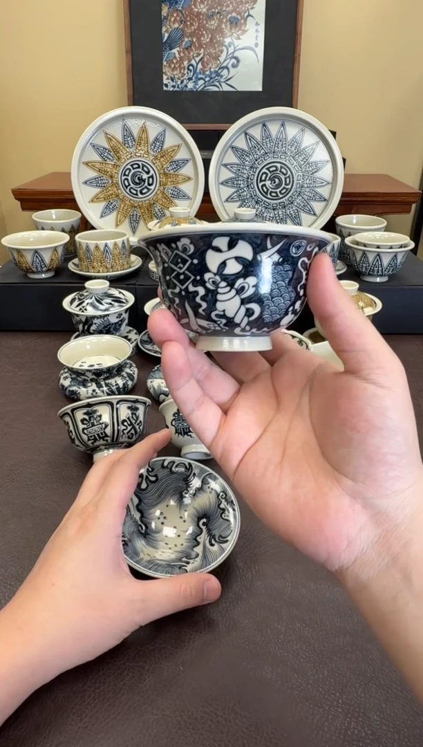 二号釉纯杂宝压手杯