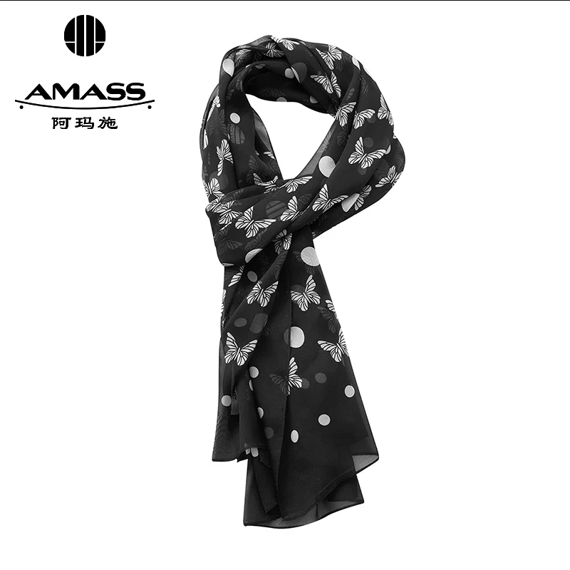 AMASS/阿玛施时尚质感百搭桑蚕丝丝巾配饰女580001