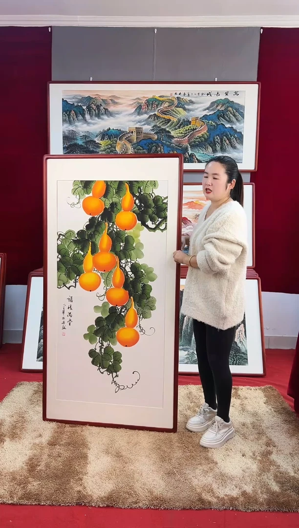 国画手绘葫芦163*83尺寸