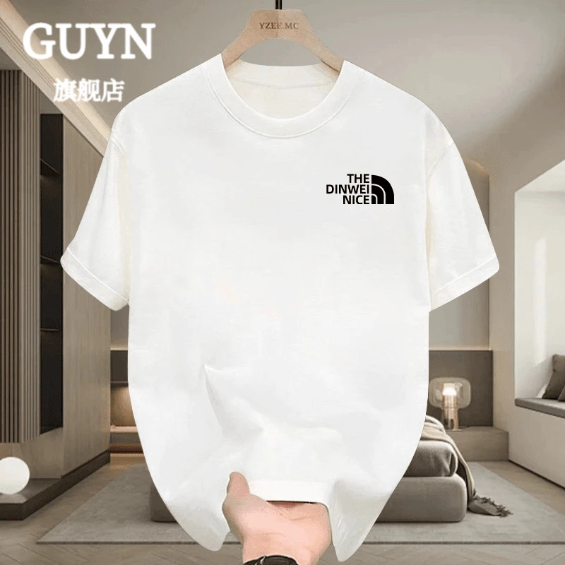 GUYN夏季重磅纯棉美式痞帅男女款短袖T恤青年ins潮牌街头宽松上衣