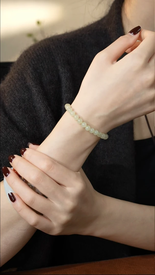 【闪购商品】和田玉手链未镶嵌6mm/黄口/素圈