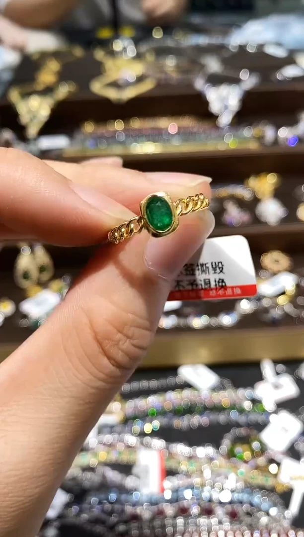 【闪购商品】祖母绿戒指银S925镶嵌戒指