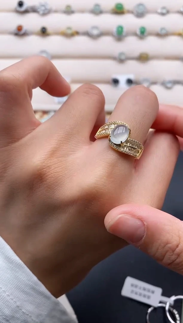 银S925镶嵌戒指翡翠22222222+6