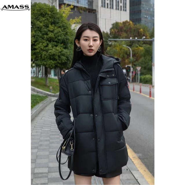 AMASS/阿玛施秋冬新款宽松休闲拼接加厚保暖连帽棉服外套5400612