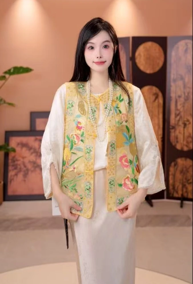 [笙歌浪漫]H6151初夏南油档口国潮新中式重工刺绣马甲-甜甜