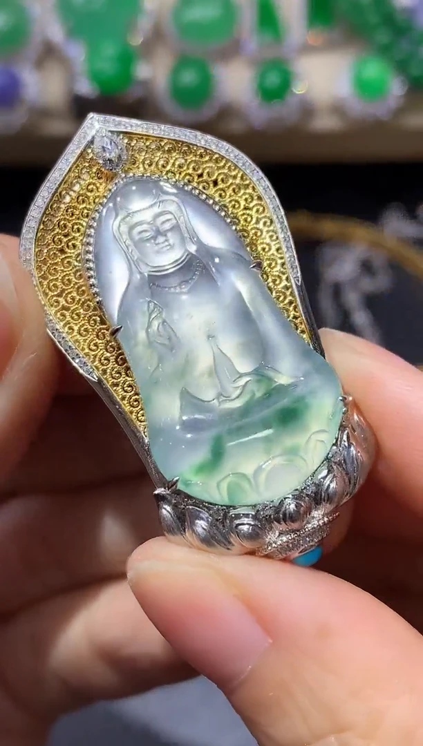 颈饰18K金镶嵌翡翠705-中国好珍宝