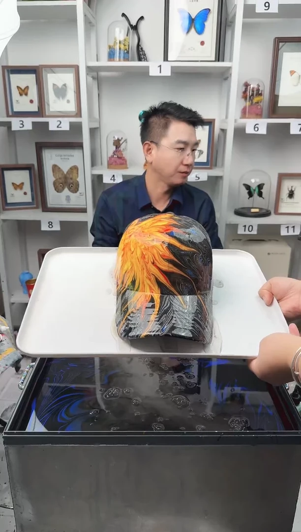 纯棉成人款黑底凤凰水拓帽