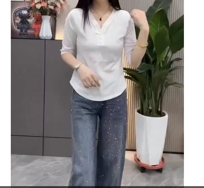 511S8744显瘦休闲洋气百搭减龄优雅设计感衫新款舒适女士宽松时尚