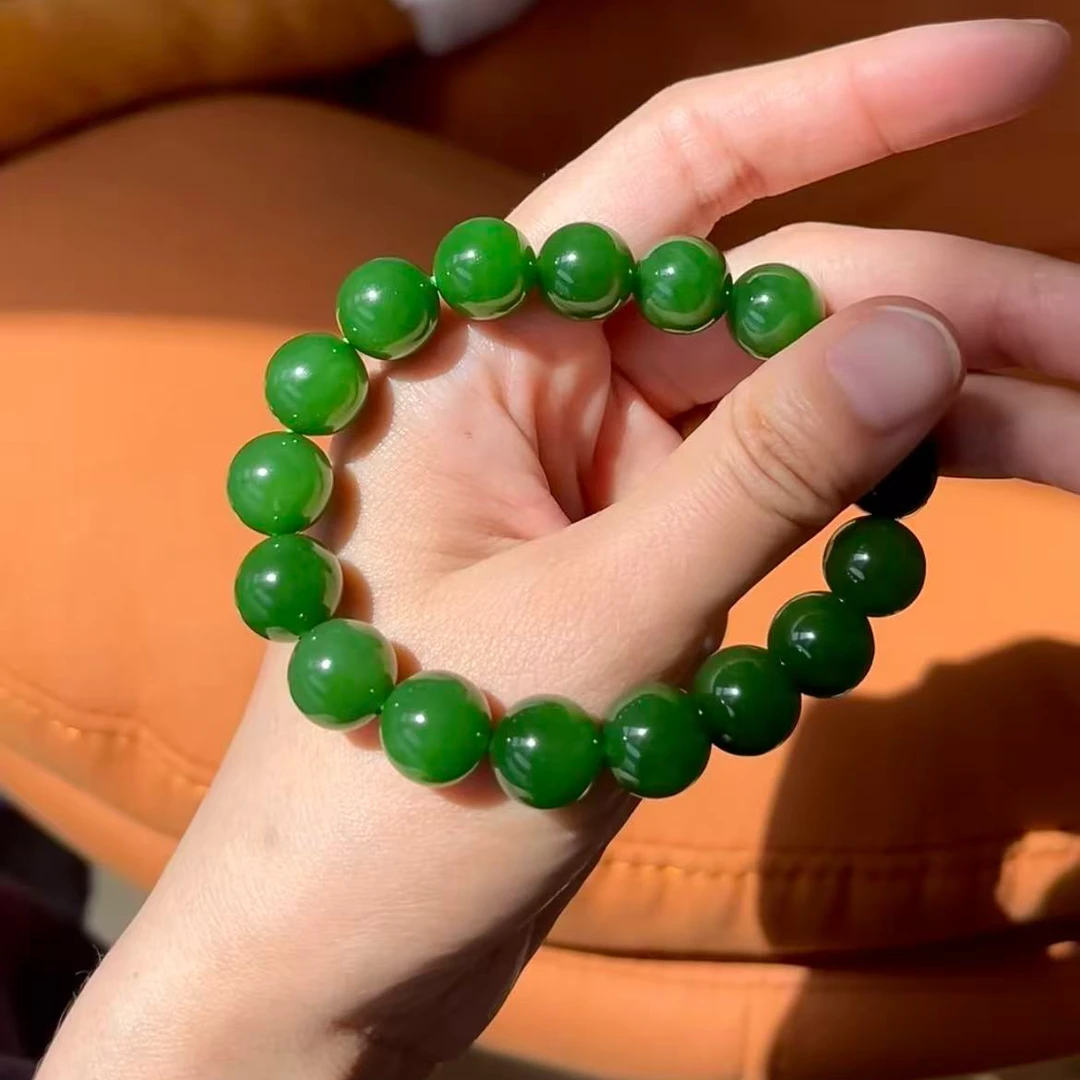 新疆和田玉菠菜绿手串