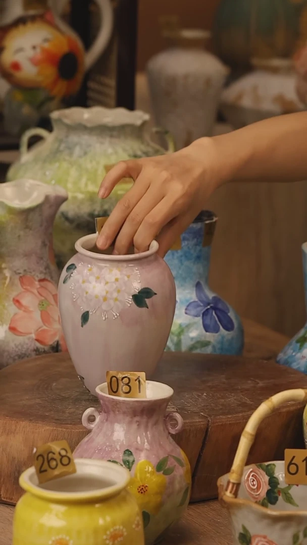 陶瓷172景德镇设计师手作花器摆件侘寂风