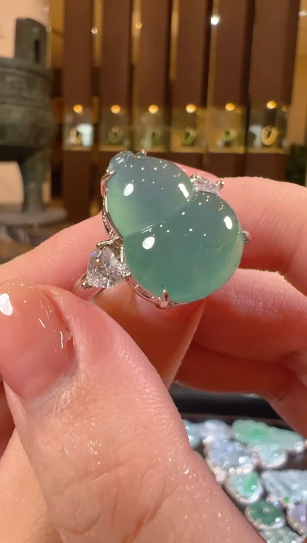 翡翠戒指未镶嵌天然A货翡翠葫芦戒指多样性发一