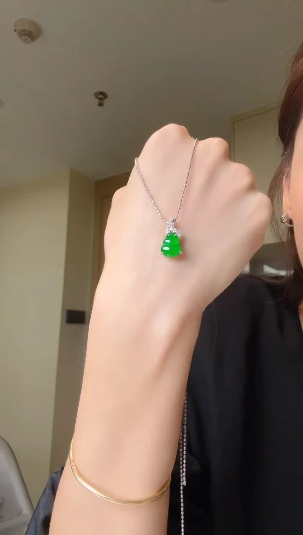 翡翠银S925镶嵌吊坠(不含链)天然翡翠吊坠