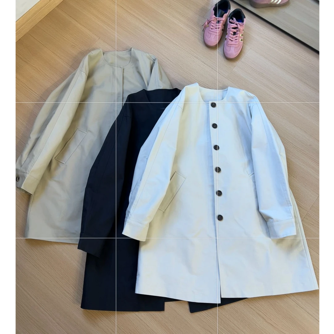 时装周~韩风精致挺括圆领风衣外套 2025新款