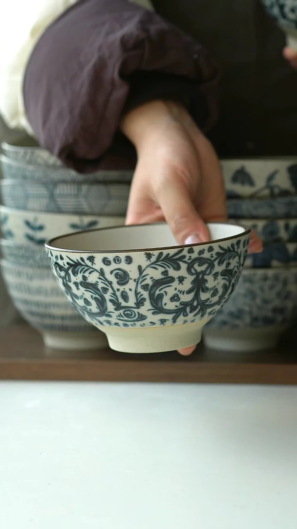 【闪购商品】陶瓷鸢尾花米饭碗@4-2@