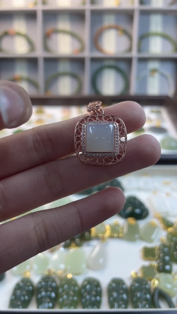 吊坠(不含链)银S925镶嵌和田玉1