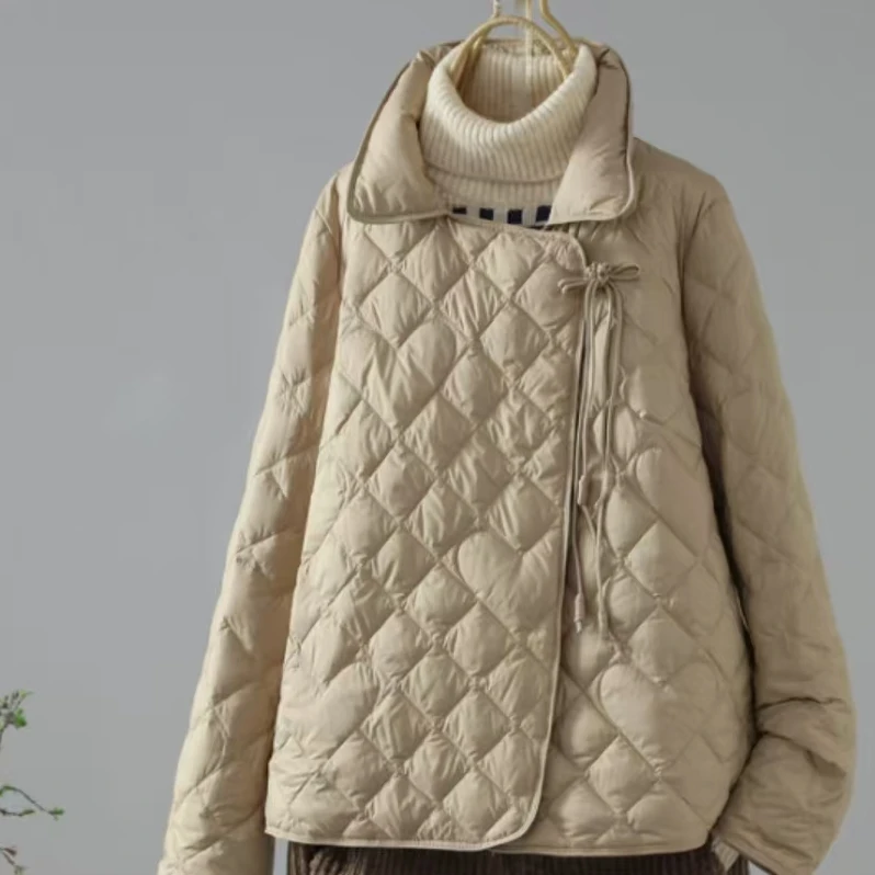 卡其色菱形格冬款潮流冬季保暖EE绒服多尺码