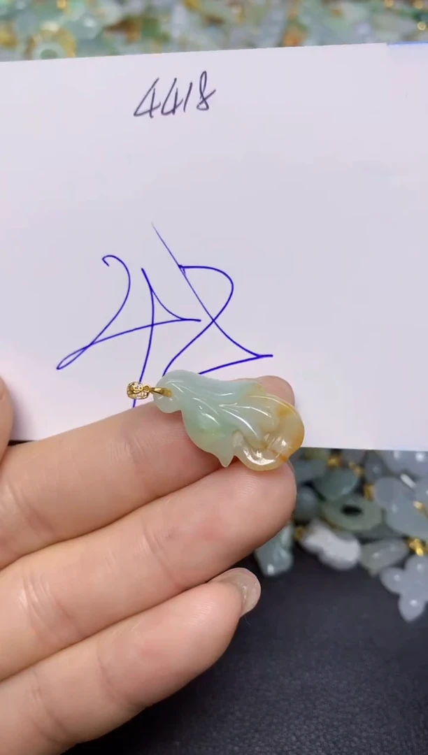 【闪购商品】翡翠挂件18K金镶嵌 天然翡翠A货