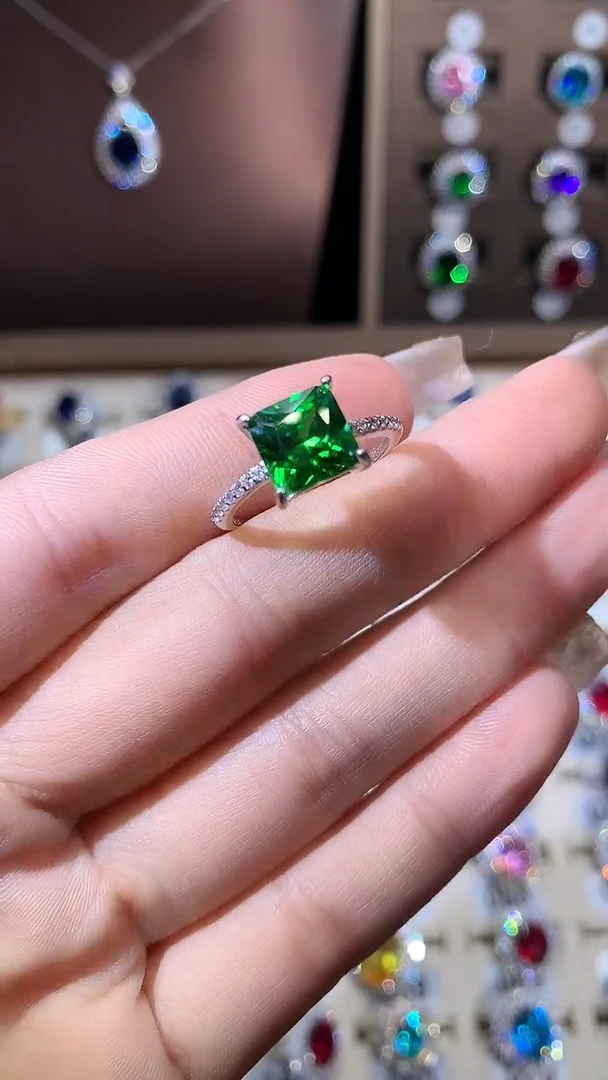 银S925镶嵌戒指碧玺8银色