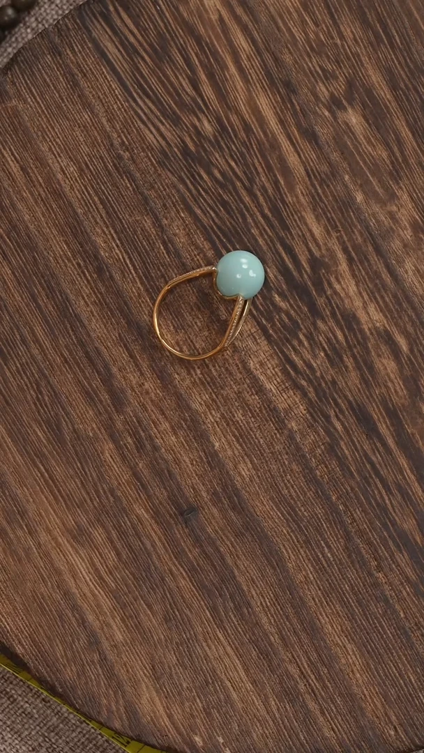 18K金镶嵌绿松石戒指1