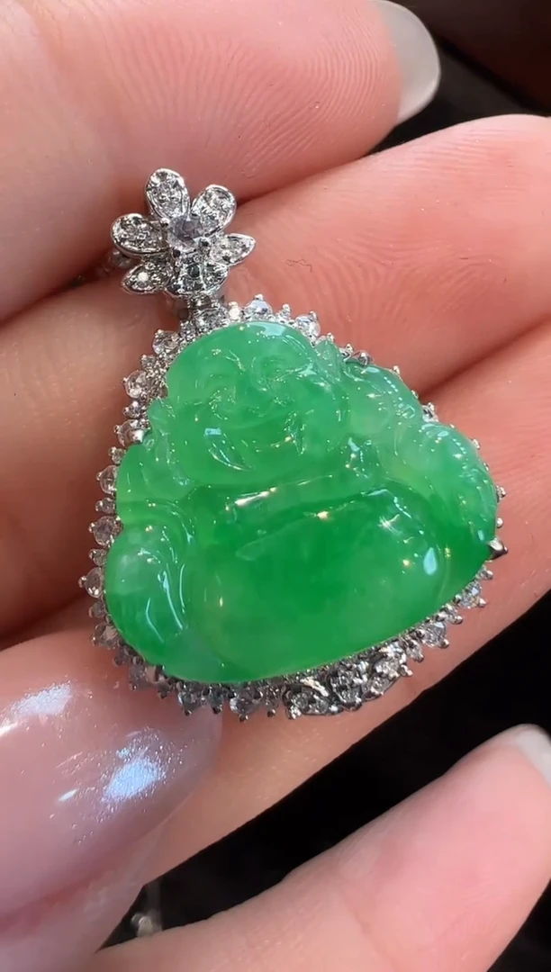 吊坠(不含链)18K金镶嵌翡翠AL6