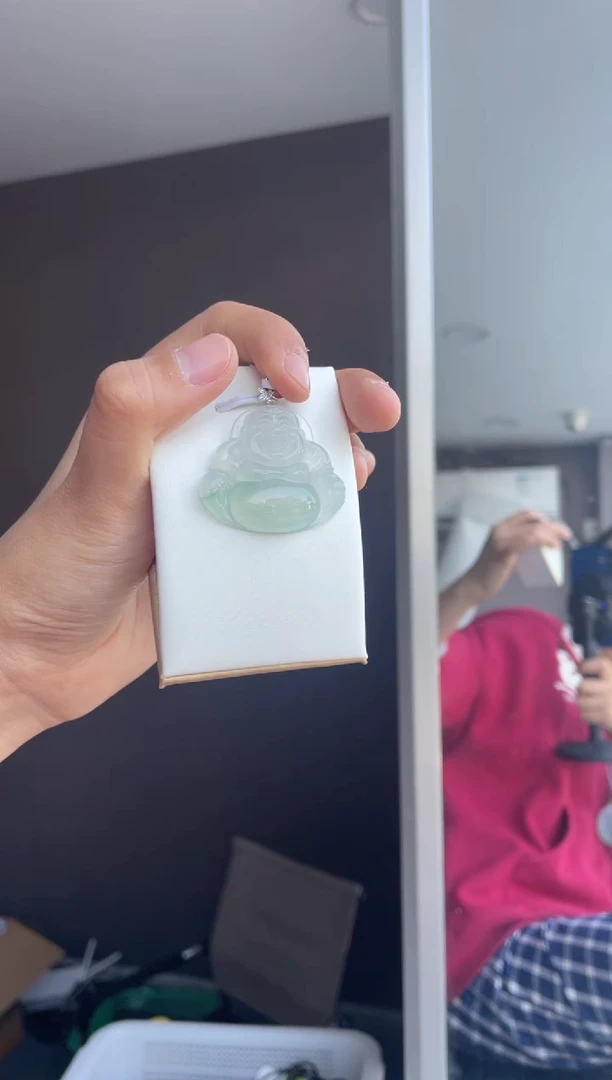 吊坠(不含链)18K金镶嵌翡翠家****呀天然缅甸A货翡翠