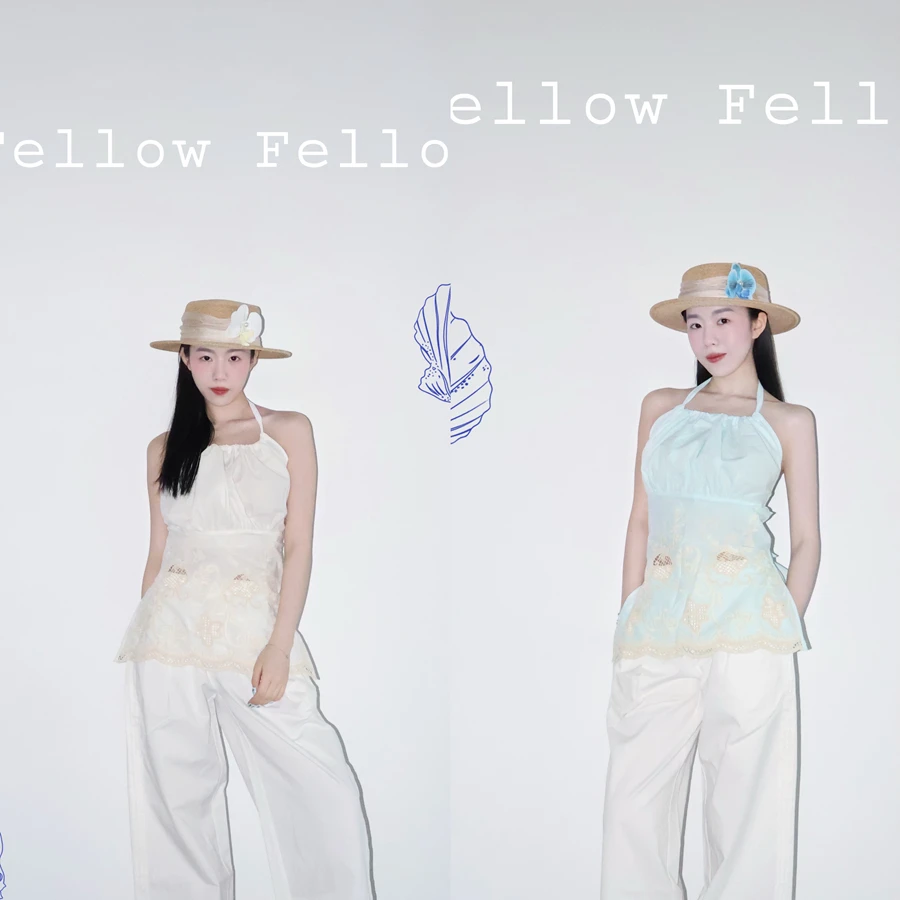 伙伴伙伴FellowFellow法式立体重工刺绣花朵大露背抹胸