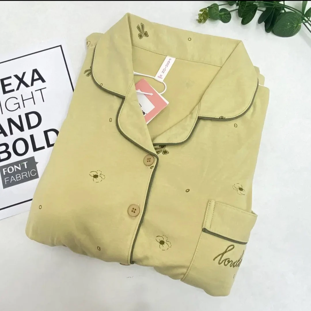 138#秋冬加厚棉草青色长袖长裤带胸垫开衫女士睡衣套装家居服