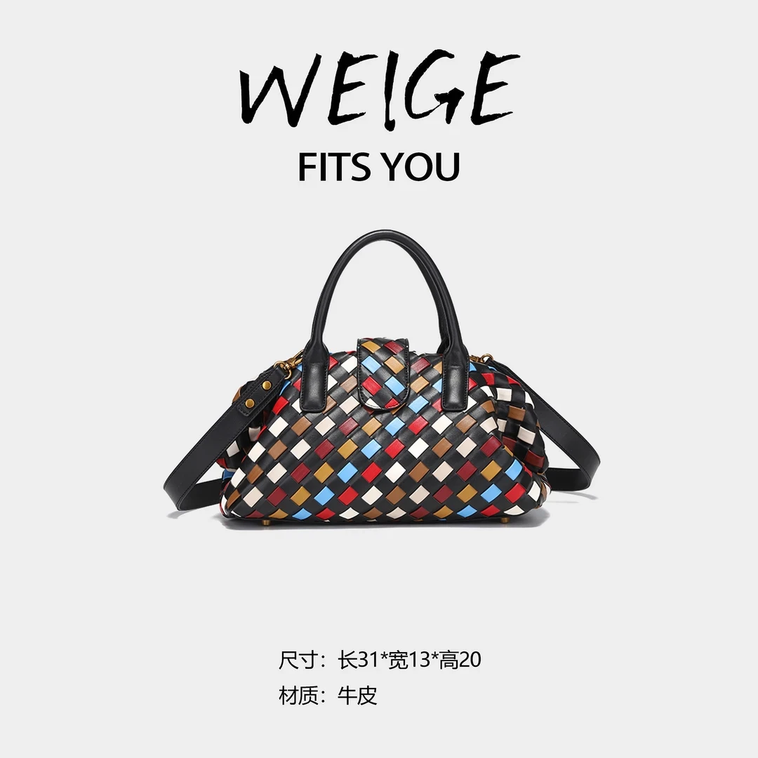 新款百搭高级时尚百搭定制小众设计编织手提斜跨包F8107黑彩色