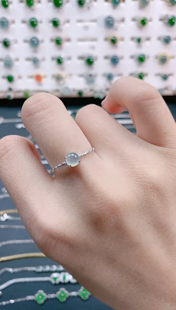 【闪购商品】翡翠戒指银S925镶嵌天然翡翠