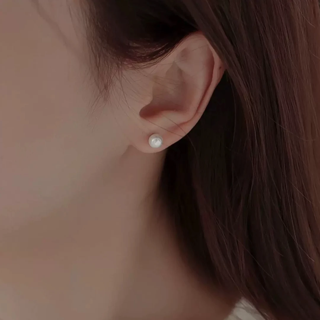 【紫色9-10mm】+999足银+天然淡水珍珠 百搭馒头珠 时尚耳钉