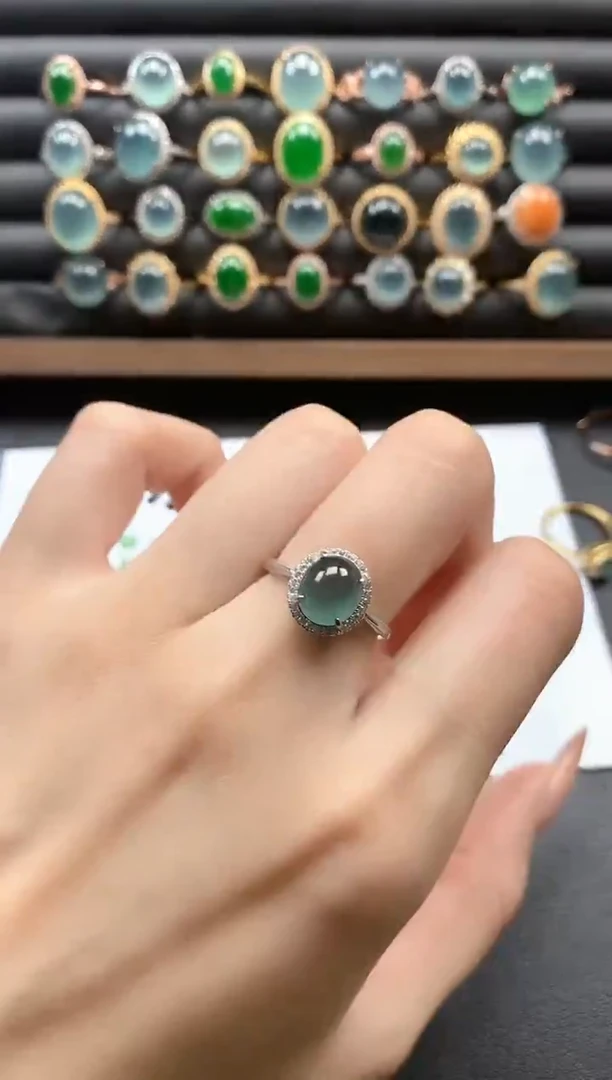 银S925镶嵌戒指翡翠51151