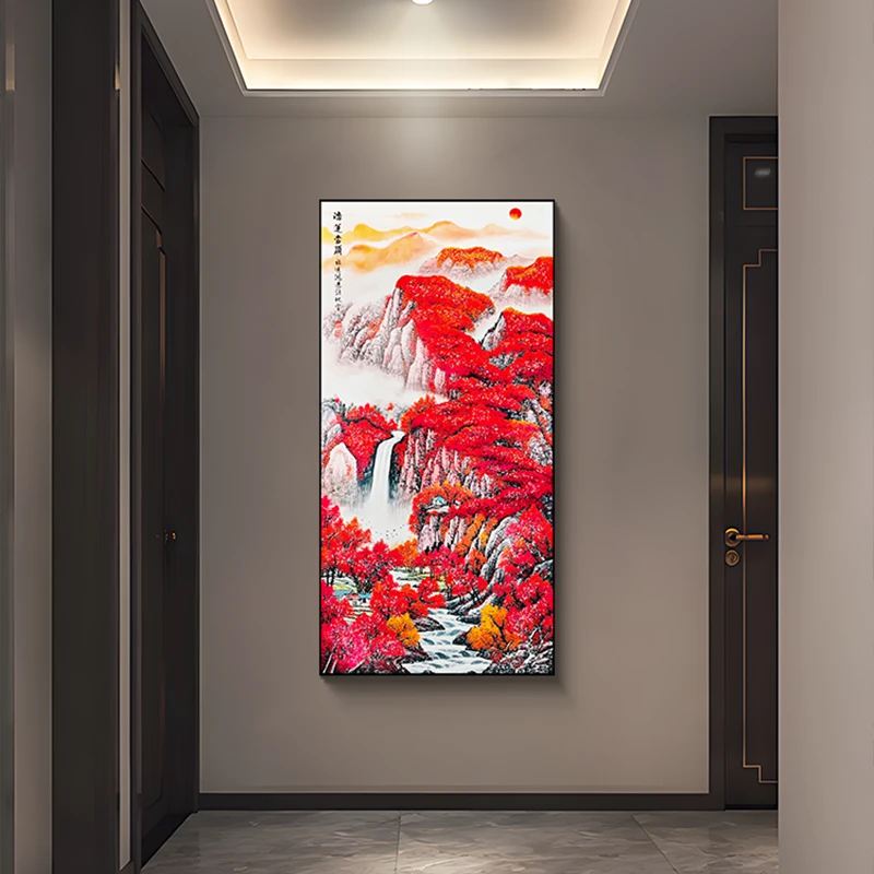 鸿运当头入户门玄关手工镶钻装饰画高档大气走廊过道鸿运80160