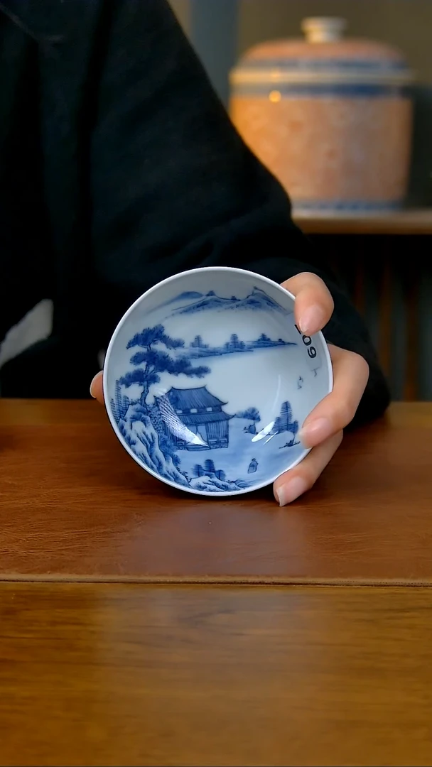 【闪购商品】陶瓷山水普洱杯（气窑）     607