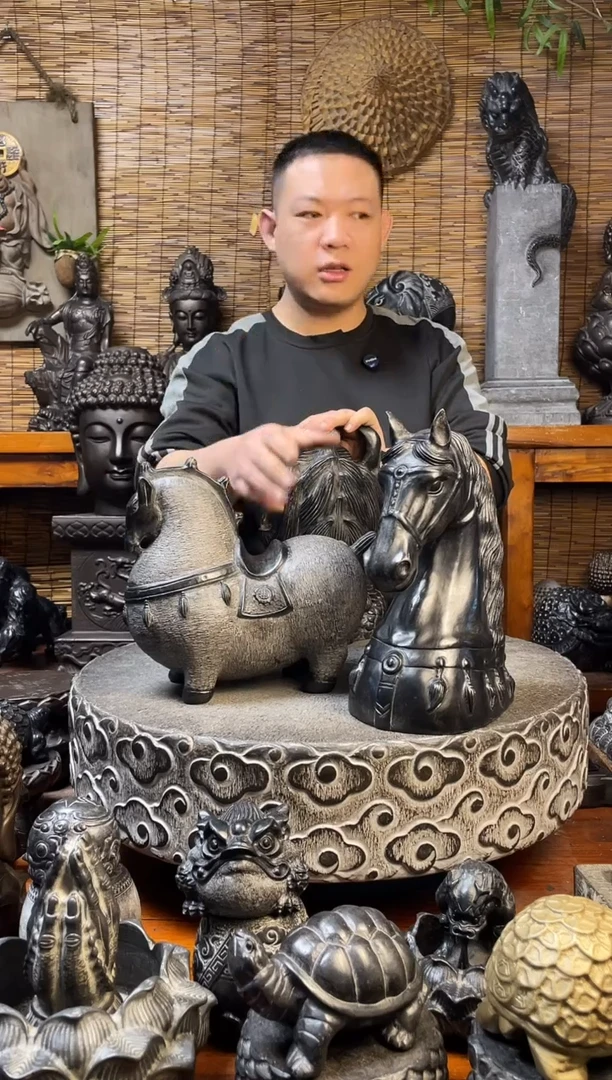 石材30马头天然青石雕刻