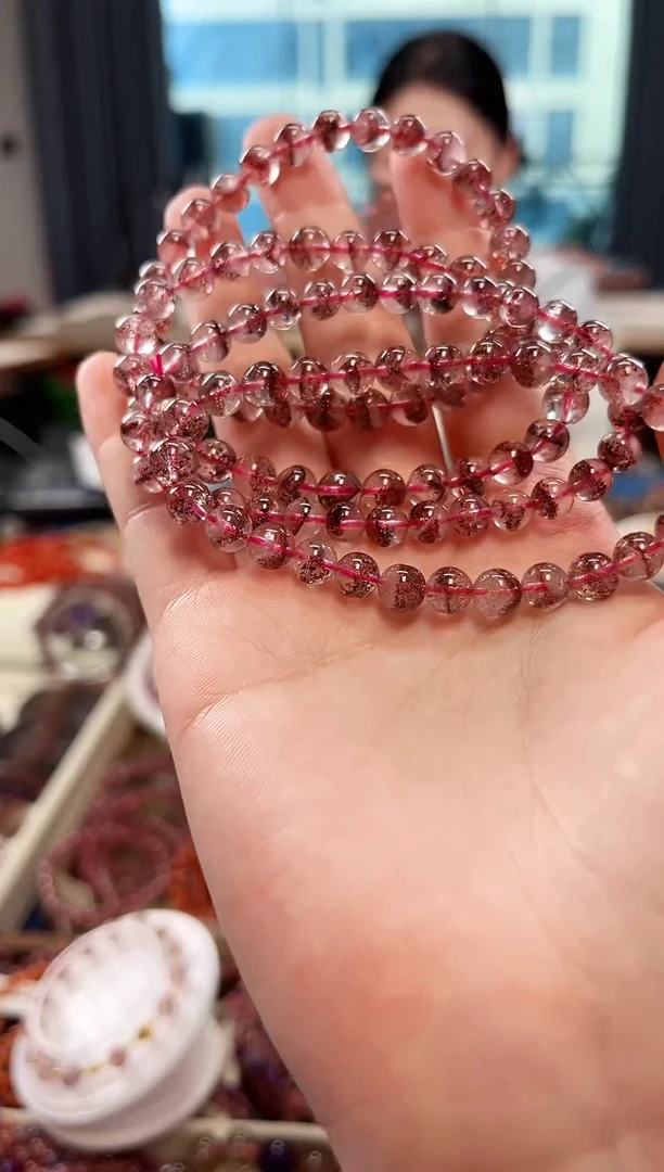 未镶嵌手串水晶金草莓超七单圈手串6mm【多样式发货】