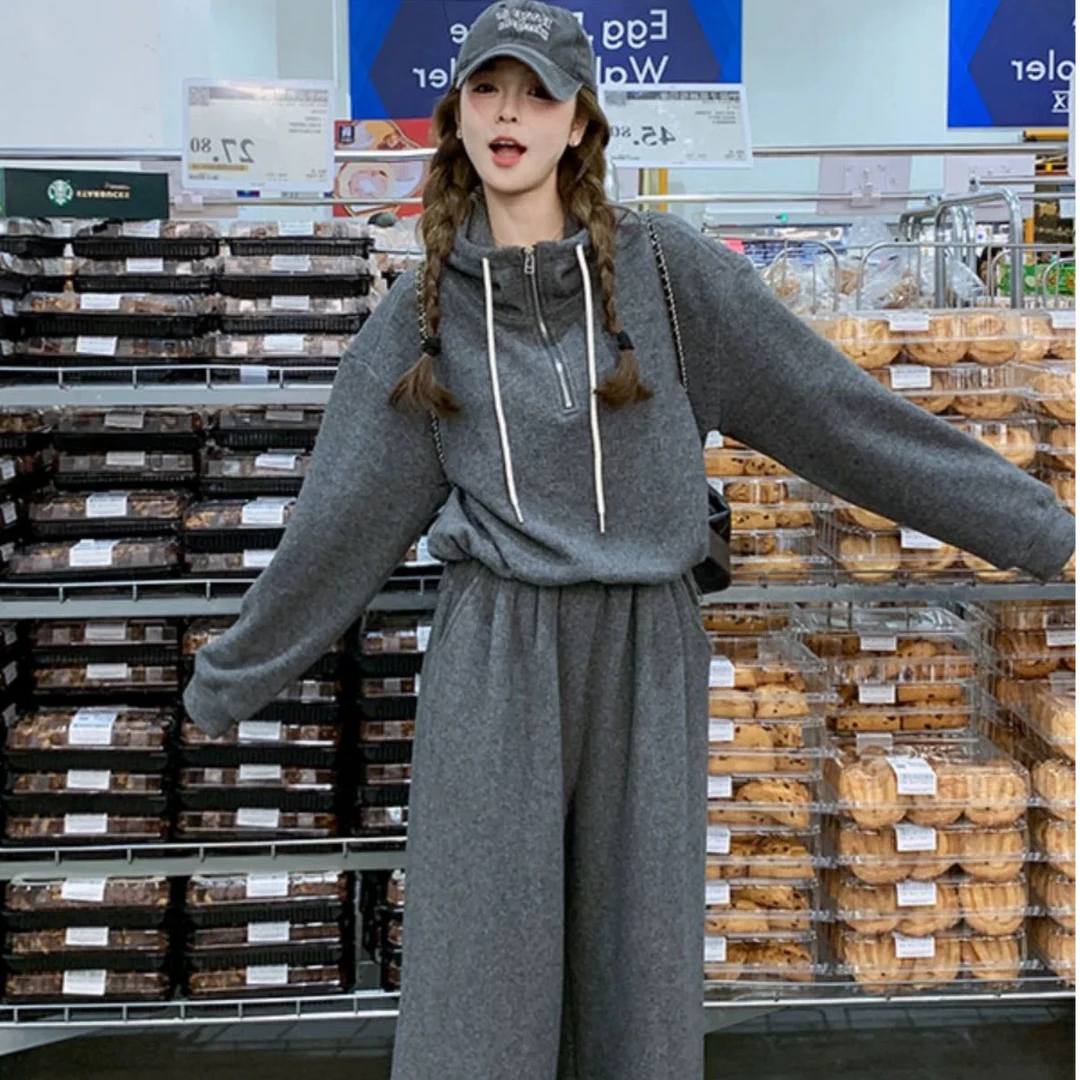 时尚套装阔腿裤学院风套装休闲时尚学生运动小个子显瘦2506#