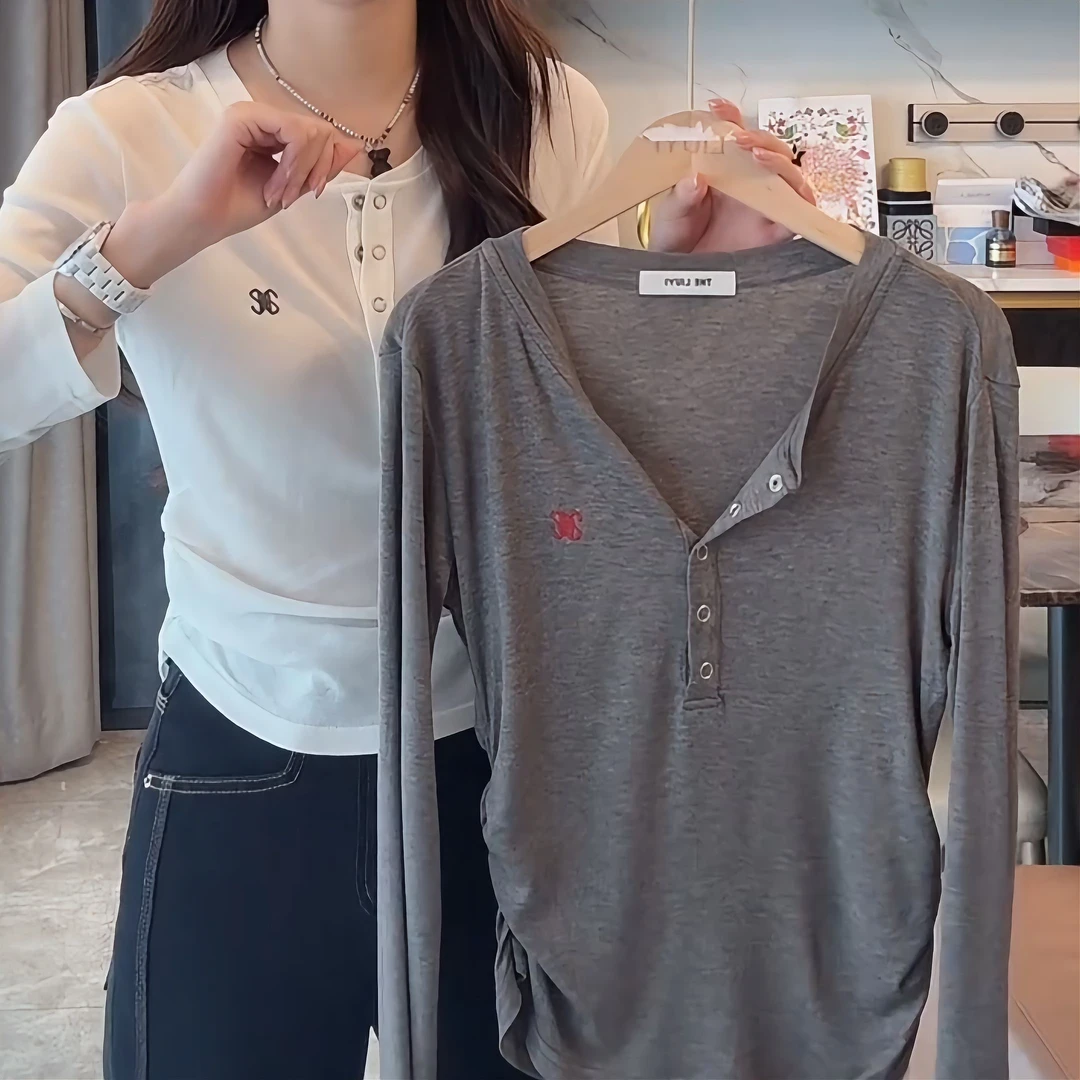 亨利T～2025新款春夏天丝混纺休闲修身圆领长袖百搭T恤LK2501833