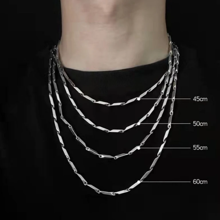 钛钢项链 男款菱形锁骨链 简约时尚 潮百搭ins风男士男生小众配饰