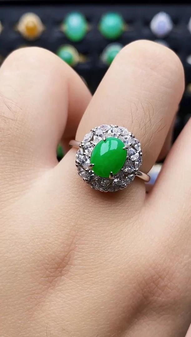 银S925镶嵌戒指翡翠2022